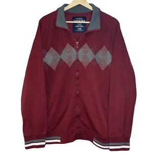 Vintage Ecko Unltd Trainingsjacke Herren Large Argyle Print weinrot grau Y2K 2000er - Bild 1 von 9