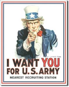 Uncle Sam I Want You Draft American Pride Retro Wall Bar Decor Metal Tin Sign - Picture 1 of 4