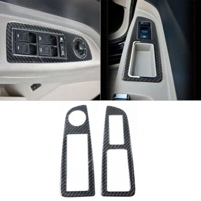 2 peças acabamento de tampa de controle de janela frontal de fibra de carbono para Chrysler 300 2005-2007 - Imagem 1 de 4