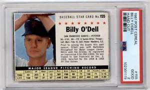 1961 Post Cereal Hand Cut Billy O'Dell #155 PSA 2 San Francisco Giants - Bild 1 von 2