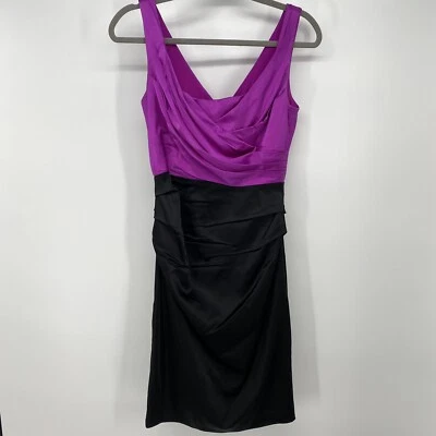 Suzi Chin For Maggy Boutique Womens Sleeveless Draped Dress Size 6 Pink Black - Image 1 of 4