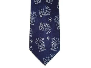 John Ashford Men's 100% Silk Chalkline Neck Tie Navy White 3 1/4" x 58" - Picture 1 of 3