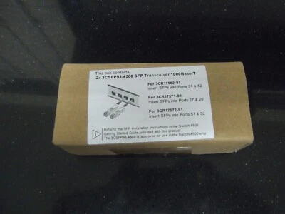 2 X 3Com 1000BASE-T SFP Transceiver 3CSFP93-4500 (New). - Image 1 of 3