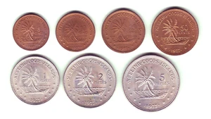 Cocos Keeling Islands. 1977 Set : 5, 10, 25, 50 Cents, 1, 2, 5 Rupees.. UNC/BU - Imagen 1 de 2