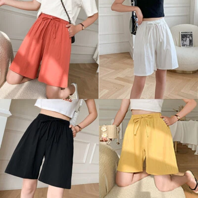 Cotton Linen Loose Large Size New Breathable Cropped Pants Women's Summer Shorts - Image 1 of 4
