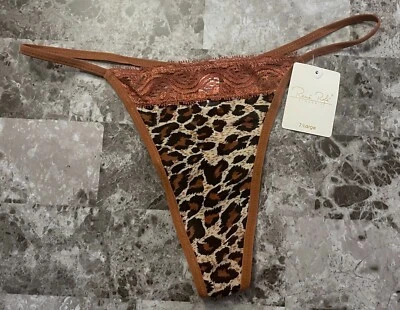 全新带标签 RENE ROFE 大号 7 LEOPARD CHEETAH MESH 蕾丝复古罕见内裤 — 第 1/3 张图片