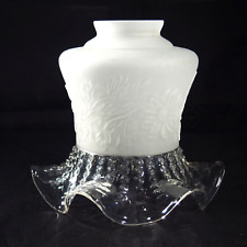 Fluted clear and frosted ceiling shade bell with floral pattern 2" fitter