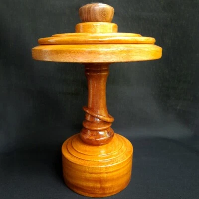 Wood Table Lamp. Sri Lankan Solid Wood. Rechargeable. Type C. Home Decor Art. - Image 1 of 4