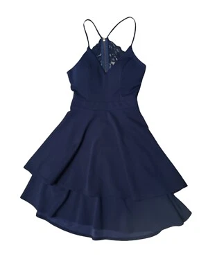 Vestido Camille La Vie Azul Marino Encaje Ajuste y Acampanado Talla 3/4 Capas Foto 1 de 4