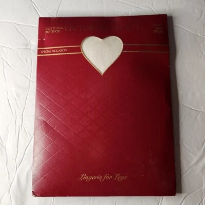 Vtg Victorias Secret Lingerie For Legs SMALL Cream Special Occasion Lace Floral - Image 1 of 4