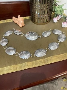 Amerikanische Ureinwohner Sterlingsilber 11 Concho Gürtel - 32" - Bild 1 von 24