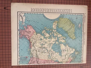 Antiguo mapa de América del Norte década de 1890 Rand McNally grabado en cera cerografía impresión en color - Imagen 1 de 6