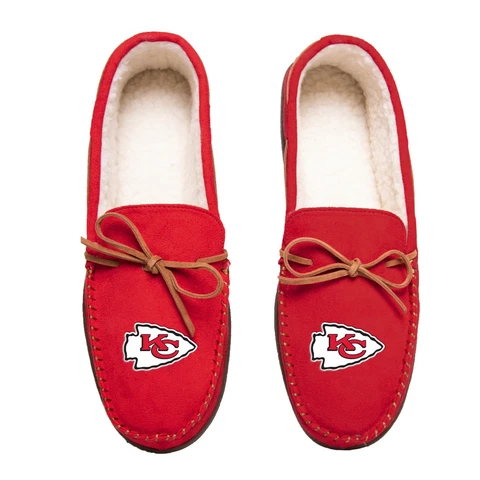 NFL Moccasin Slippers Kansas City Chief's Men's M/L sizes Sherpa Lined - Comfy Cover