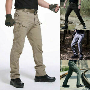 Men's Windproof Cargo Pants Tactical Trousers Combat Outdoor Hiking Pocket Pant