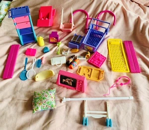 Vtg Lot Barbie Accessory And Set 33 Pieces Replacement Parts Food Cart Wagon Etc - Picture 1 of 8