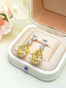 2.50 Ct Pear Created Diamond Womens Cluster Stud Earrings 14K White Gold Over - Picture 1 of 3