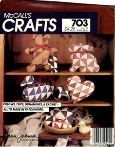 McCall's Patchwork Quilt Sewing Pattern PILLOWS TOYS ORNAMENTS SACHET 703 UNCUT - Picture 1 of 3