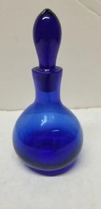 VTG COBALT BLUE GLASS PERFUME BOTTLE STOPPER ART DECO 6 1/2" - Picture 1 of 5