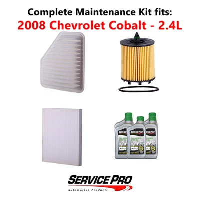 2008 Chevrolet Cobalt 2.4L Complete Air, Oil & Cabin Filter Kit (5W-30) Foto 1 de 4