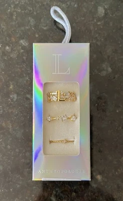 Juego de anillos apilados ANTHROPOLOGIE L - Talla 7 - Como nuevo en caja - NUEVO - ¡Nunca usado! Foto 1 de 4