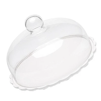 Cake Glass Cover Food Cover Cake Dessert Plate (White) Cake Container - Image 1 of 4