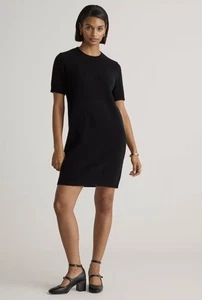Mini Abito Donna Quince Mongolian Cashmere Manica Corta Nero Taglia M Nuovo con etichette - Foto 1 di 14