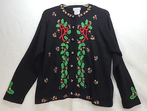 B P Design XL bestickt Perlen Weihnachten Stechpalme Urlaub Strickjacke neu mit Etikett - Bild 1 von 9