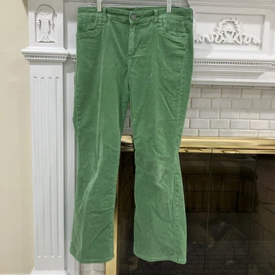 Kut From The Cloth Size 14 Green Corduroys EUC Boot Cut Flattering Patch Pockets - Image 1 of 4