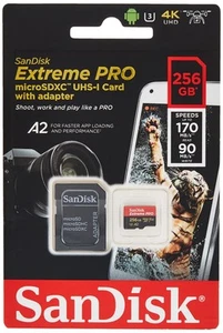 SanDisk Extrem Pro Mikro SDXC UHS-I U3 A2 V30 Speicherkarte 256GB Japan - Zdjęcie 1 z 3