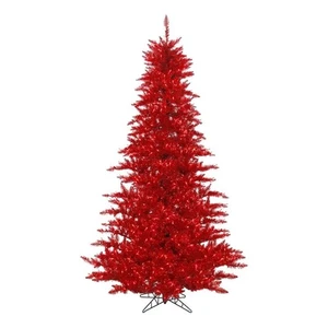 Vickerman 36" Plastic Fir Dura-lit LED Artificial Christmas Tree in Tinsel Red - Picture 1 of 1