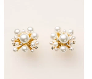 NIB kate spade new york x TargetPearl Cluster Stud Earrings White/Gold - Picture 1 of 7