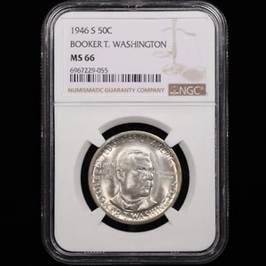 1946-S Booker T. Washington Half Dollar 50c - NGC GRADED MS66 - Picture 1 of 4