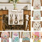 Bunny Happy Easter Table Runner,Linen,Rabbit Farmhouse Holiday Table Decoration