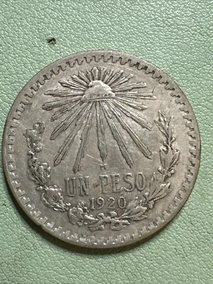 1920 Mexico Mexican Un Peso Silver .720 Better Date Coin - Image 1 of 4