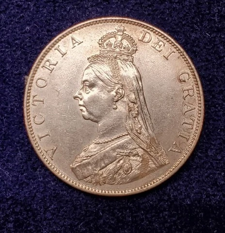 1887 Great Britain Sterling Silver Double Florin Queen Victoria large coin sharp Cover