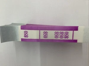 Currency Straps - Self Sealing Money Bands, $50 Purple, 1000 pack, by NF String - Picture 1 of 6