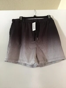 NWT Men’s Aimage X-Large Gray Black Stripes Bathing Suit - Picture 1 of 3
