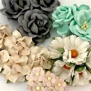 28 Mix Paper Flower Wedding bouquet DIY Scrapbook Card Topper TH/SET-43R(405) - Picture 1 of 2