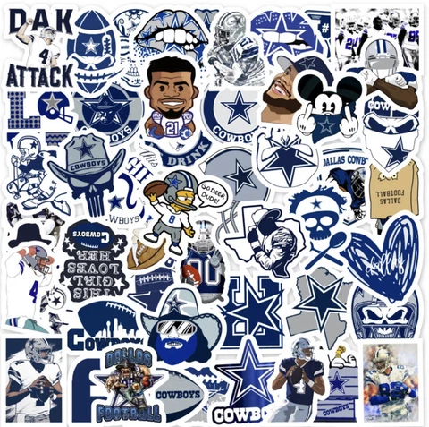 50pcs Dallas Cowboys Stickers Suitcase Water Bottle Laptop Waterproof Stickers Cover