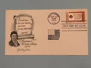 U.S. #1142 1960 4¢ Francis Scott Key American Credo Series Artmaster FDC - Picture 1 of 4