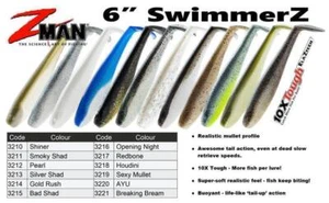 Zman 6" Inch SwimmerZ Soft Plastic Fishing Lures Z Man Zman Swimmers BRAND NEW - Picture 1 of 13