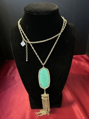 Ожерелье с длинной бахромой Kendra Scott RAYNE кулон халцедон золото ожерелье кисточки - Изображение 1 из 4