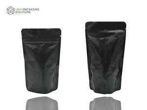 Sacchetti stand up in lamina di alluminio nero GRIP SEAL sacchetto per alimenti / sacchetto sigillabile - Foto 1 di 10