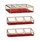 Brass and Glass With Velvet Red Base Display Jewellery Box set of 3 by Hubsch
