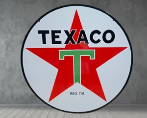 Texaco Pure Porcelain Enamel Heavy Metal Sign 48 Inches Double Side - Picture 1 of 17