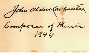 RARO!! Compositor “Skyscrapers” John Alden Carpenter firmado 2,5X4 con fecha de 1944 - Imagen 1 de 1