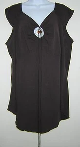 VENEZIA LANE BRYANT DARK BROWN CAP SLEEVE TOP 22/24 PLUS EUC! - Picture 1 of 6