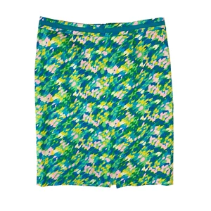 Boden Pencil Skirt Women's 16 Multicolor Satin Lined Back Slit Colorful Garden - Picture 1 of 4