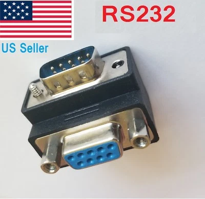 Right Angle 90° DB 9pin DB9 RS232 Male to Female M/F Extension Cable Adapter - Image 1 of 4