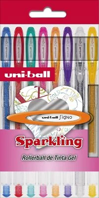 Uni Ball-Etui 8 Roller um-120 sparkling. Tinte Gel Effekt purpurina. Farben s... - Bild 1 von 4